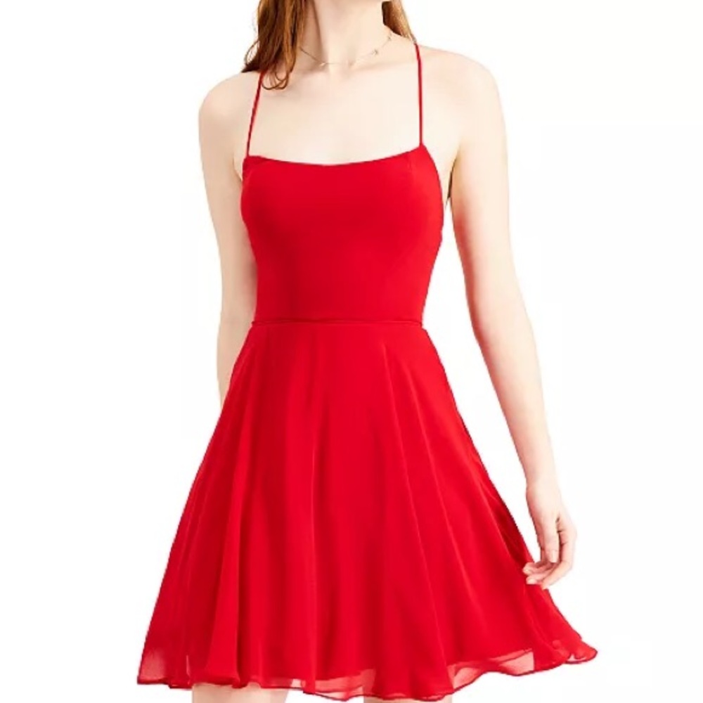 Chic Red Mini Dress with Spaghetti Straps